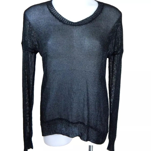 Allsaints Gloss Tailcoat Jumper Sheer Metallic Sweater - Picture 1 of 5